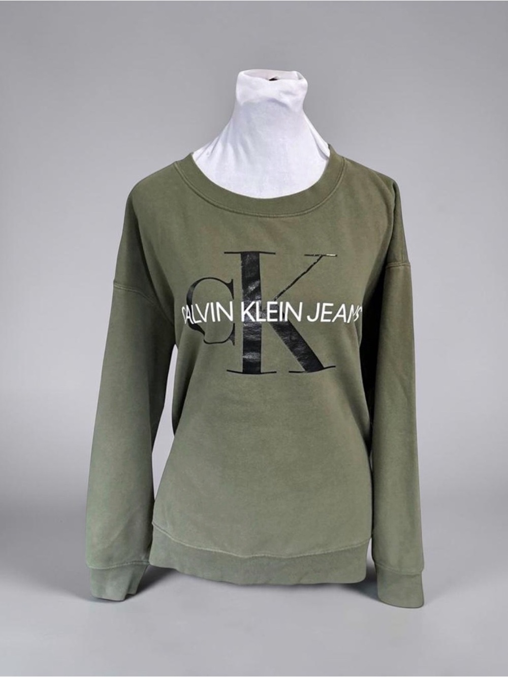 Calvin Klein Olive Green Crewneck Sweatshirt with CK Logo